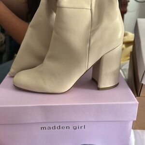 Madden Girl Cream Ankle Boots